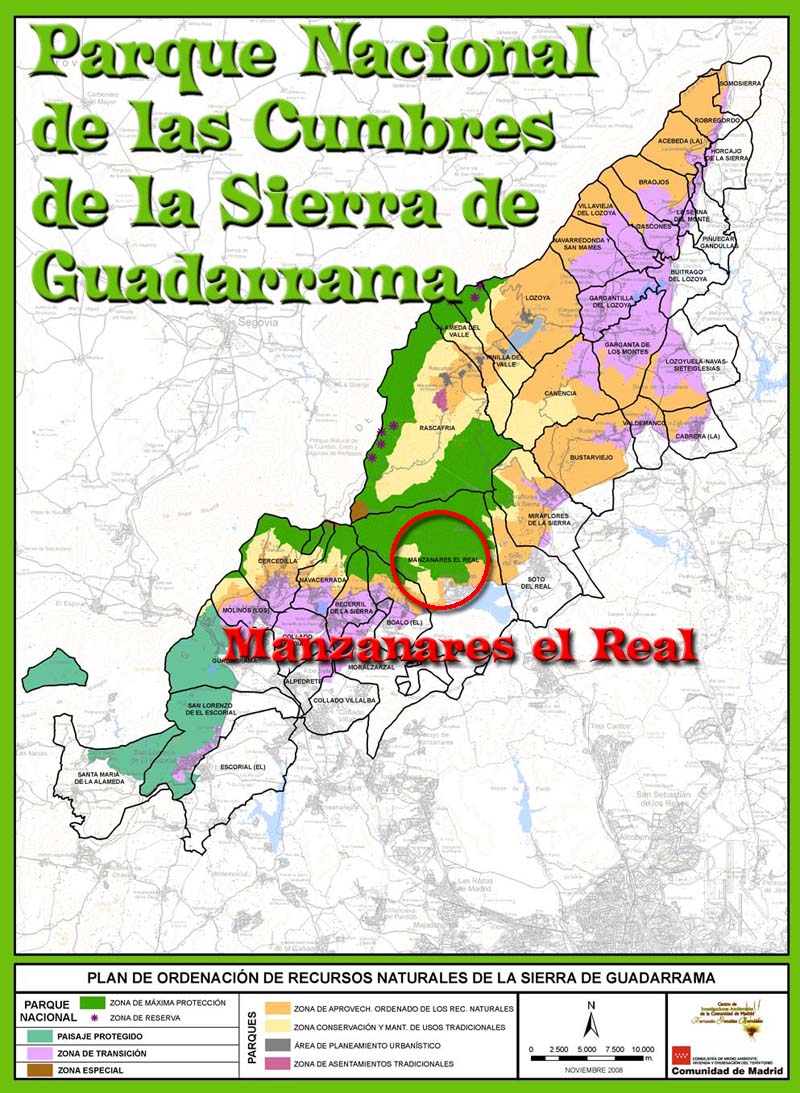 Plano del Parque Nacional de las Cumbres de la Sierra de Guadarrama